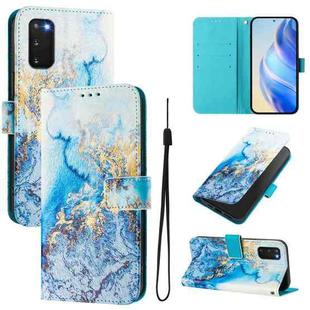 For Samsung Galaxy S20 FE 4G Art Colored Drawing Pattern Leather Phone Case(Ocean marble)