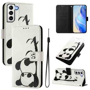 For Samsung Galaxy S21 5G Art Colored Drawing Pattern Leather Phone Case(Panda)