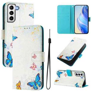 For Samsung Galaxy S21 5G Art Colored Drawing Pattern Leather Phone Case(Butterfly house)