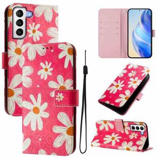 For Samsung Galaxy S21 5G Art Colored Drawing Pattern Leather Phone Case(Pink daisy)