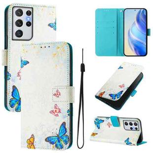 For Samsung Galaxy S21 Ultra 5G Art Colored Drawing Pattern Leather Phone Case(Butterfly house)