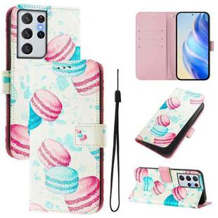 For Samsung Galaxy S21 Ultra 5G Art Colored Drawing Pattern Leather Phone Case(Cake)