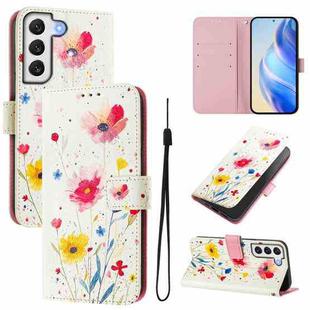 For Samsung Galaxy S22 5G Art Colored Drawing Pattern Leather Phone Case(Flowers and plants)