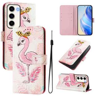 For Samsung Galaxy S23 5G Art Colored Drawing Pattern Leather Phone Case(Flamingo)