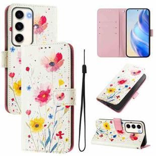 For Samsung Galaxy S23 5G Art Colored Drawing Pattern Leather Phone Case(Flowers and plants)