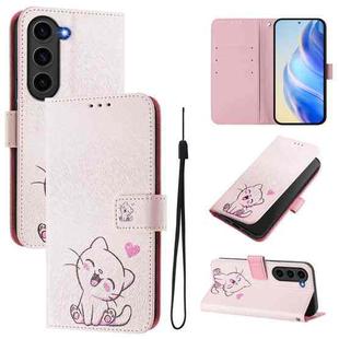 For Samsung Galaxy S23 FE 5G Art Colored Drawing Pattern Leather Phone Case(Cute cat)