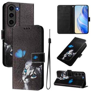 For Samsung Galaxy S23 FE 5G Art Colored Drawing Pattern Leather Phone Case(Butterfly cat)