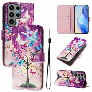 For Samsung Galaxy S23 Ultra 5G Art Colored Drawing Pattern Leather Phone Case(Butterfly branch)