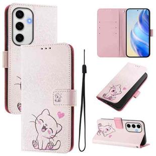 For Samsung Galaxy S24 FE 5G Art Colored Drawing Pattern Leather Phone Case(Cute cat)