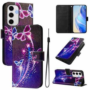 For Samsung Galaxy S24 FE 5G Art Colored Drawing Pattern Leather Phone Case(Fireworks butterfly)