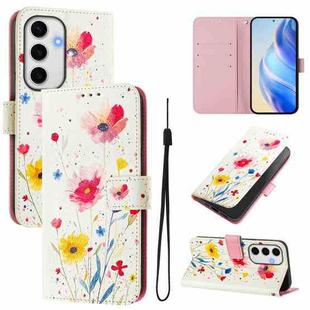 For Samsung Galaxy S24 FE 5G Art Colored Drawing Pattern Leather Phone Case(Flowers and plants)