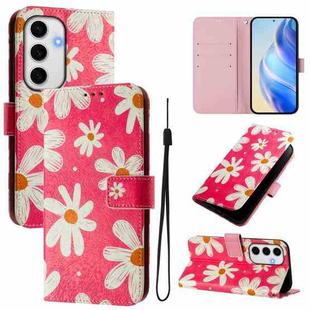 For Samsung Galaxy S24 FE 5G Art Colored Drawing Pattern Leather Phone Case(Pink daisy)