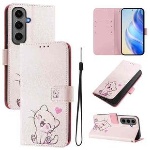 For Samsung Galaxy S24+ 5G Art Colored Drawing Pattern Leather Phone Case(Cute cat)