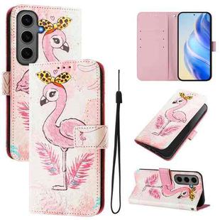 For Samsung Galaxy S24+ 5G Art Colored Drawing Pattern Leather Phone Case(Flamingo)