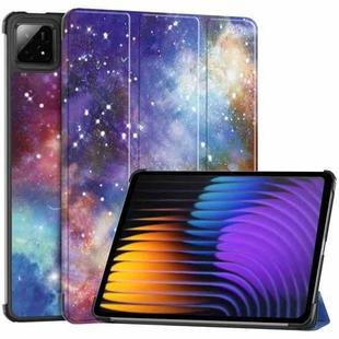 For Xiaomi Pad 7 / 7 Pro Custer Painted 3-Fold Stand Leather Smart Tablet Case(Milky Way)