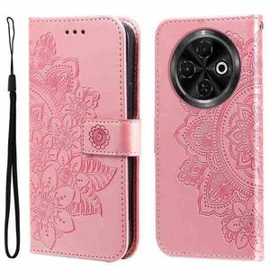 For Tecno Spark 30C Seven-petal Flowers Embossing Leather Phone Case(Rose Gold)