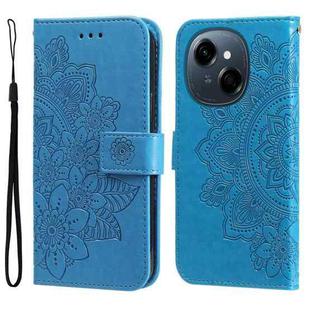 For Tecno Spark Go 1 / Pop 9 / Spark Go 2025 Seven-petal Flowers Embossing Leather Phone Case(Blue)