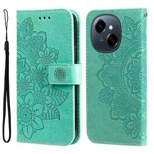 For Tecno Spark Go 1 / Pop 9 / Spark Go 2025 Seven-petal Flowers Embossing Leather Phone Case(Green)