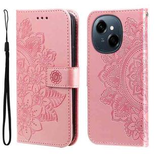 For Tecno Spark Go 1 / Pop 9 / Spark Go 2025 Seven-petal Flowers Embossing Leather Phone Case(Rose Gold)