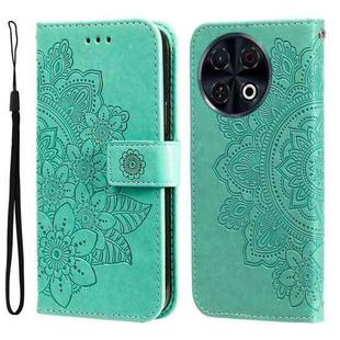 For Tecno Spark 30 Pro 4G Seven-petal Flowers Embossing Leather Phone Case(Green)