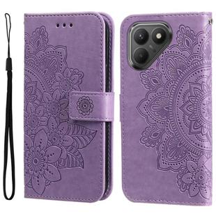 For Tecno Pova 7 5G Seven-petal Flowers Embossing Leather Phone Case(Light Purple)