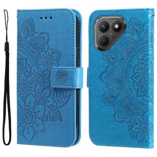 For Tecno Pova 7 5G Seven-petal Flowers Embossing Leather Phone Case(Blue)