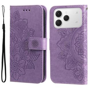 For Tecno Spark 40 4G Seven-petal Flowers Embossing Leather Phone Case(Light Purple)