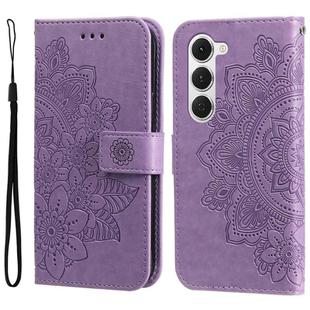 For Tecno Spark 40 Pro  4G Seven-petal Flowers Embossing Leather Phone Case(Light Purple)