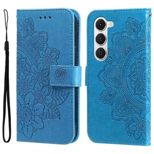 For Tecno Spark 40 Pro  4G Seven-petal Flowers Embossing Leather Phone Case(Blue)