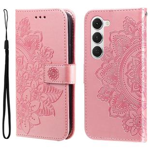 For Tecno Spark 40 Pro  4G Seven-petal Flowers Embossing Leather Phone Case(Rose Gold)