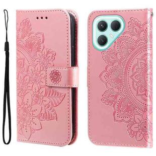 For Tecno Pova 7 Pro 5G Seven-petal Flowers Embossing Leather Phone Case(Rose Gold)