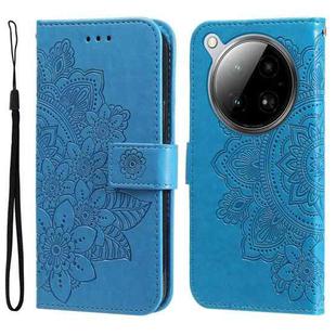 For Infinix Zero 40 4G / 5G Seven-petal Flowers Embossing Leather Phone Case(Blue)