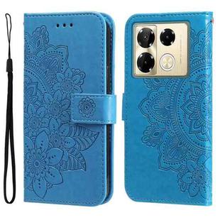 For Infinix Note 40 Pro 4G / 5G / Note 40 Pro+ Seven-petal Flowers Embossing Leather Phone Case(Blue)