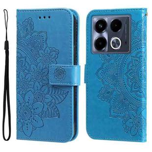 For Infinix Note 40 4G Seven-petal Flowers Embossing Leather Phone Case(Blue)