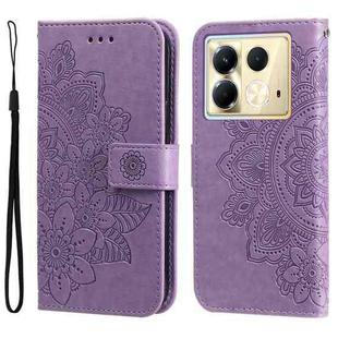 For Infinix Note 40 5G Seven-petal Flowers Embossing Leather Phone Case(Light Purple)