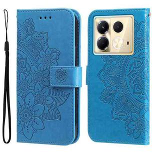 For Infinix Note 40 5G Seven-petal Flowers Embossing Leather Phone Case(Blue)