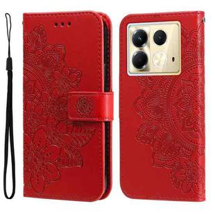 For Infinix Note 40 5G Seven-petal Flowers Embossing Leather Phone Case(Red)