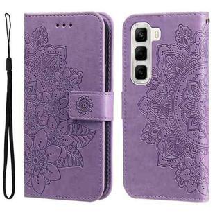 For Infinix Hot 50 4G Seven-petal Flowers Embossing Leather Phone Case(Light Purple)