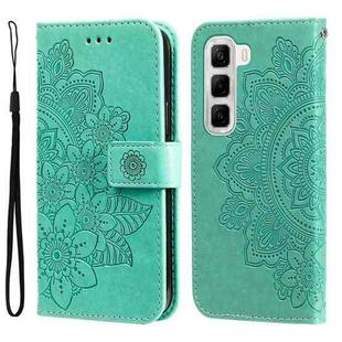 For Infinix Hot 50 4G Seven-petal Flowers Embossing Leather Phone Case(Green)