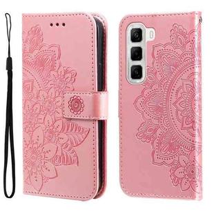 For Infinix Hot 50 4G Seven-petal Flowers Embossing Leather Phone Case(Rose Gold)