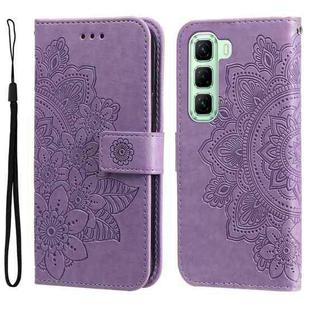 For Infinix Hot 50 5G Seven-petal Flowers Embossing Leather Phone Case(Light Purple)