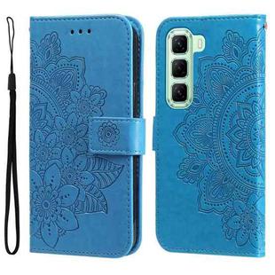 For Infinix Hot 50 5G Seven-petal Flowers Embossing Leather Phone Case(Blue)