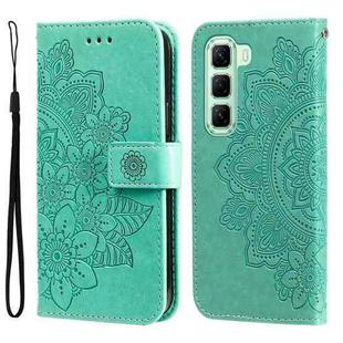 For Infinix Hot 50 5G Seven-petal Flowers Embossing Leather Phone Case(Green)