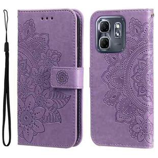 For Infinix Hot 50i / Smart 9 Seven-petal Flowers Embossing Leather Phone Case(Light Purple)