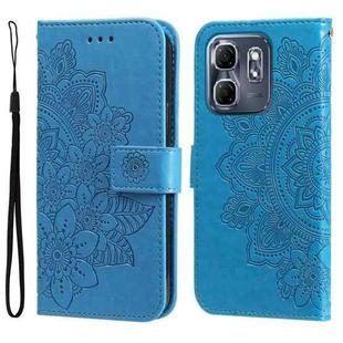 For Infinix Hot 50i / Smart 9 Seven-petal Flowers Embossing Leather Phone Case(Blue)