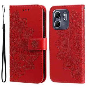 For Infinix Hot 50i / Smart 9 Seven-petal Flowers Embossing Leather Phone Case(Red)