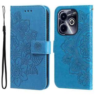 For Infinix Hot 40i Seven-petal Flowers Embossing Leather Phone Case(Blue)