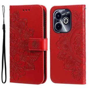 For Infinix Hot 40i Seven-petal Flowers Embossing Leather Phone Case(Red)