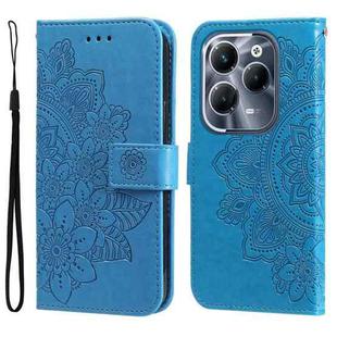 For Infinix Hot 40 / Hot 40 Pro Seven-petal Flowers Embossing Leather Phone Case(Blue)