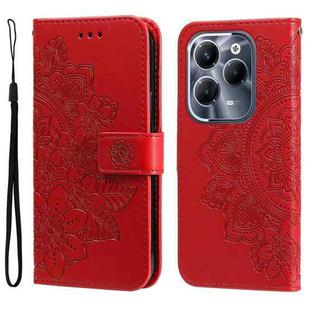 For Infinix Hot 40 / Hot 40 Pro Seven-petal Flowers Embossing Leather Phone Case(Red)